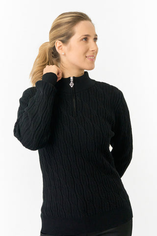 Pure Golf Ladies Sorrell Lined Jumper (Margot Knit) - Black