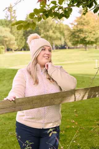Pure Golf Ladies Suzie Waterproof Bobble Hat (Margot Knit) - Limestone