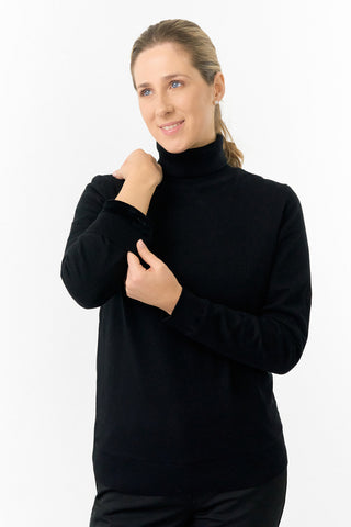 Pure Golf Ladies Sarah Fur Lined Roll Neck - Black