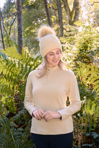 Pure Golf Ladies Suzie Waterproof Bobble Hat (Margot Knit) - Limestone