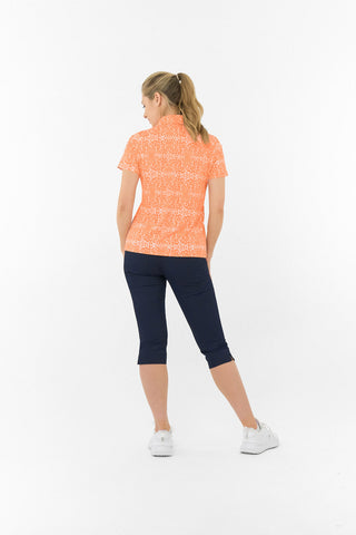 Pure Golf Amity Short Sleeve Polo Shirt - Cantaloupe Crescent