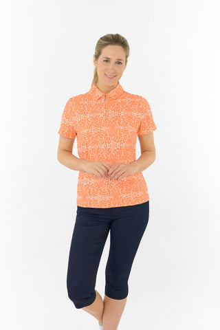 Pure Golf Amity Short Sleeve Polo Shirt - Cantaloupe Crescent