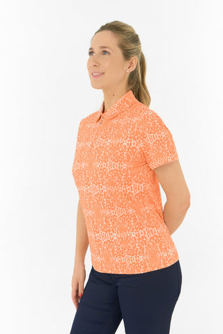Pure Golf Amity Short Sleeve Polo Shirt - Cantaloupe Crescent