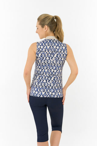 Pure Golf Ellen Sleeveless Polo Golf Shirt - Sands of Time