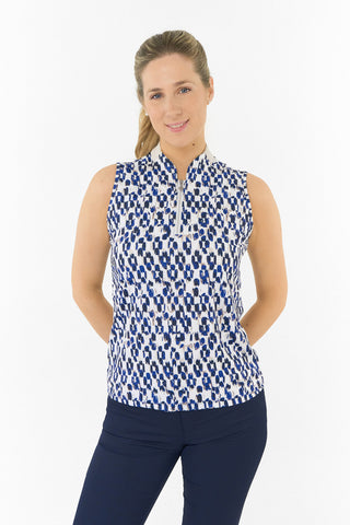 Pure Golf Ellen Sleeveless Polo Golf Shirt - Sands of Time