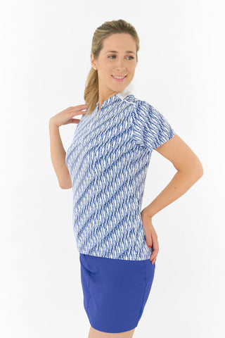 Pure Golf Ellen Short Sleeve Polo Golf Shirt - Tidal Wave