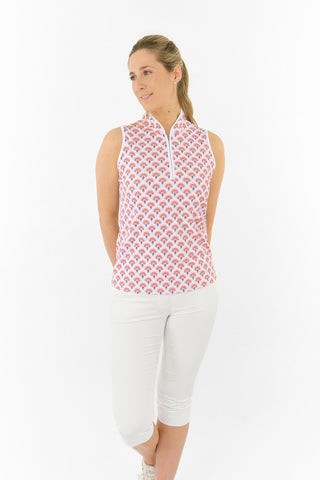 Ellen Sleeveless Ladies Polo Golf Shirt - Mediteranean Sunset