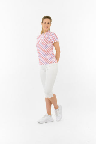 Pure Golf Ellen Short Sleeve Polo Golf Shirt - Mediterranean Sunset