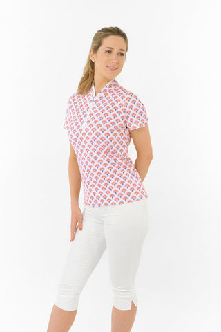 Pure Golf Ellen Short Sleeve Polo Golf Shirt - Mediterranean Sunset