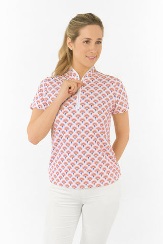 Pure Golf Ellen Short Sleeve Polo Golf Shirt - Mediterranean Sunset