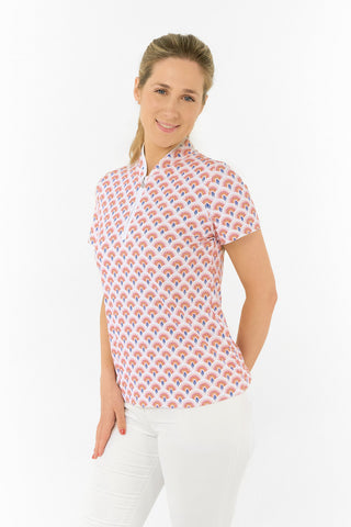 Pure Golf Ellen Short Sleeve Polo Golf Shirt - Mediterranean Sunset