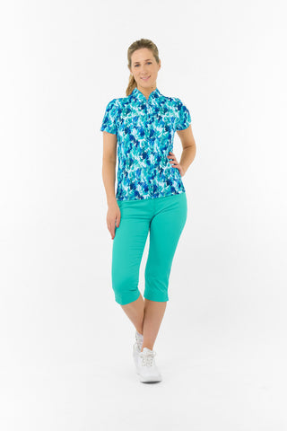 Pure Golf Ellen Short Sleeve Polo Golf Shirt - Water Lily