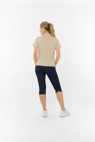 Imy Buttoned Short Sleeve Golf Polo Shirt - Sandstone