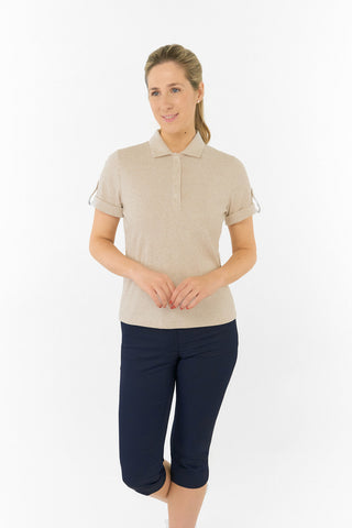 Imy Buttoned Short Sleeve Golf Polo Shirt - Sandstone
