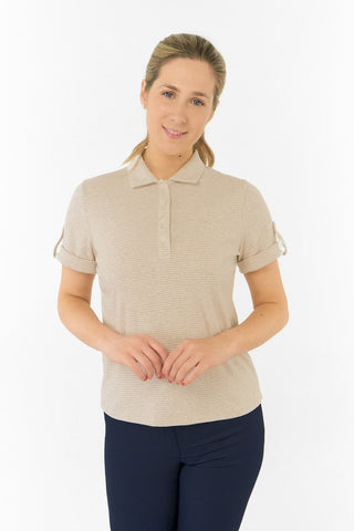 Imy Buttoned Short Sleeve Golf Polo Shirt - Sandstone