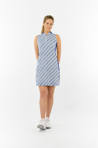 Laura Sleeveless Sweetheart Collar Golf Dress - Tidal Wave