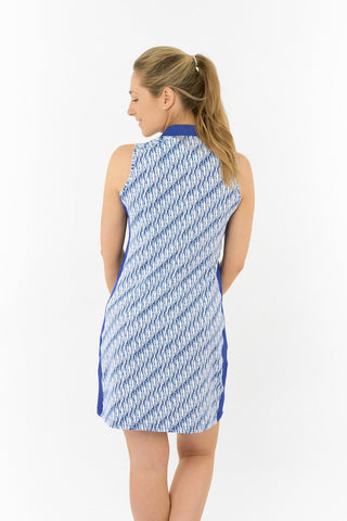 Laura Sleeveless Sweetheart Collar Golf Dress - Tidal Wave