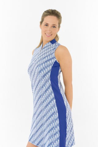 Laura Sleeveless Sweetheart Collar Golf Dress - Tidal Wave