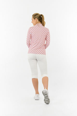 Serenity Long Sleeve Ladies Golf Zip Top - Mediterranean Sunset
