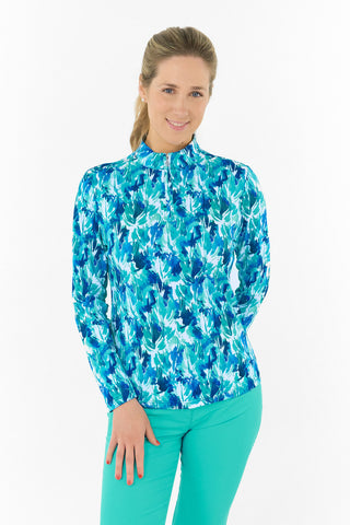 Serenity Mid Layer Ladies Golf Top - Water Lily