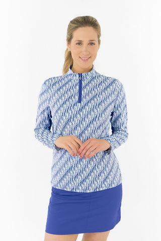 Pure Golf Balance Mid Layer Ladies Golf Top - Tidal Wave