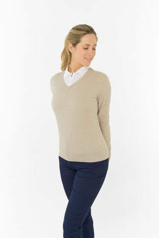 Suzie Summerweight Ladies Golf Jumper - Oyster