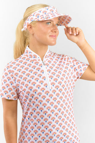Arielle Patterned Golf Visor - Mediterranean Sunset