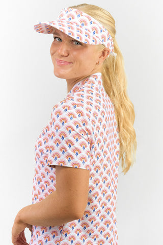Arielle Patterned Golf Visor - Mediterranean Sunset