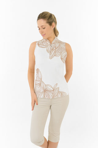 Pure Golf Aria Sleeveless Polo Golf Shirt - Whitecap Whisper