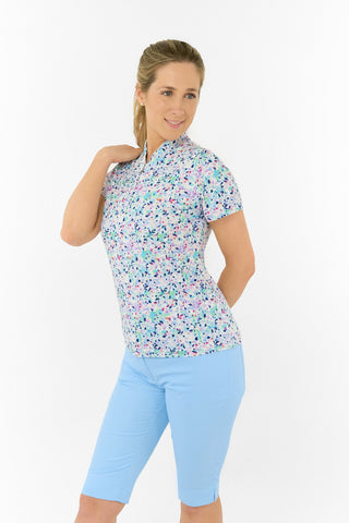 Pure Golf Ellen Short Sleeve Polo Golf Shirt - Mirrored Moonstone