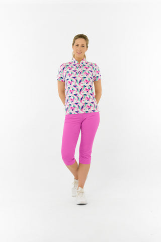 Pure Golf Ellen Short Sleeve Polo Golf Shirt - Portrait of Paradise