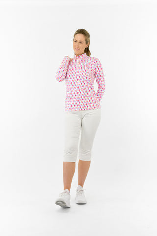 Serenity Long Sleeve Ladies Golf Zip Top - Fairway Fizz