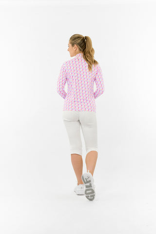 Serenity Long Sleeve Ladies Golf Zip Top - Fairway Fizz