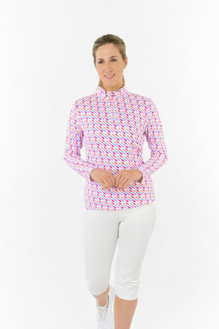 Serenity Long Sleeve Ladies Golf Zip Top - Fairway Fizz