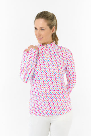 Serenity Long Sleeve Ladies Golf Zip Top - Fairway Fizz