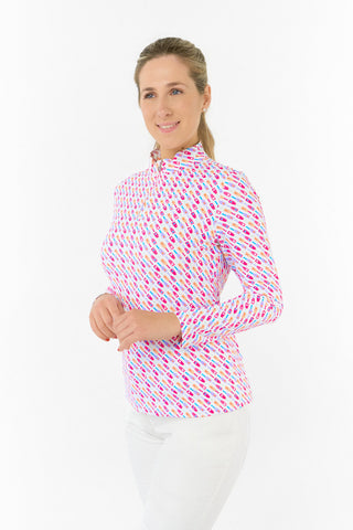 Serenity Long Sleeve Ladies Golf Zip Top - Fairway Fizz