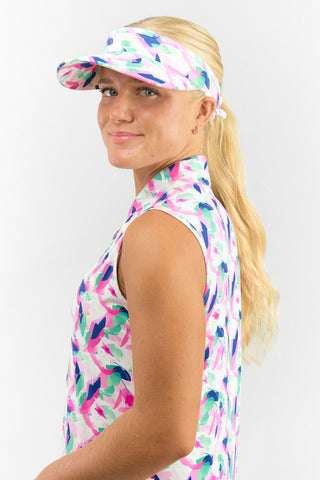 Arielle Patterned Golf Visor - Portrait of Paradise