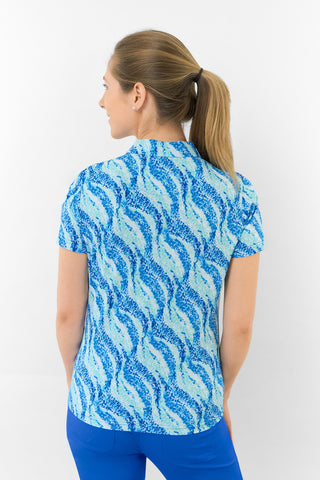 Liberty Buttoned Short Sleeve Polo Shirt - Marine Mosaic