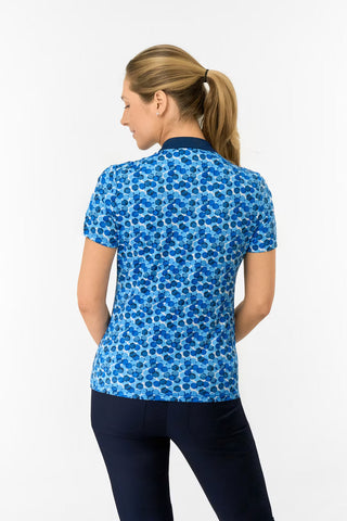 Felicity Short Sleeve Polo Golf Shirt - Blueberry Bokeh