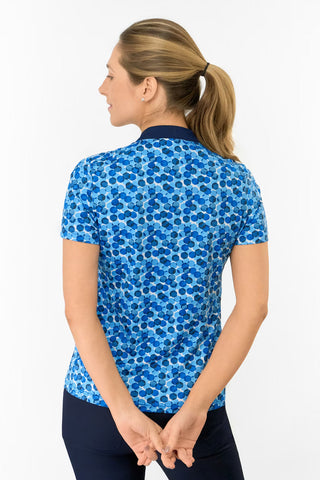 Felicity Short Sleeve Polo Golf Shirt - Blueberry Bokeh