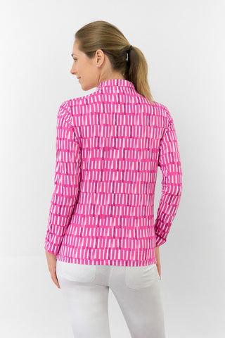 Serenity Long Sleeve Ladies Golf Zip Top - Floral Notes