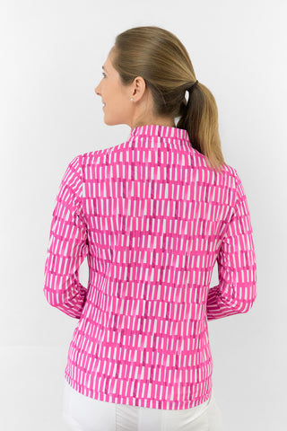 Serenity Long Sleeve Ladies Golf Zip Top - Floral Notes
