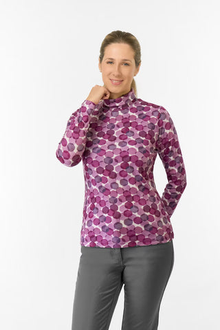 Amy Soft Roll Neck Jumper - Berry Bokeh