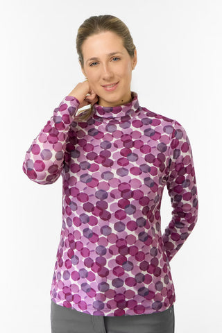 Amy Soft Roll Neck Jumper - Berry Bokeh