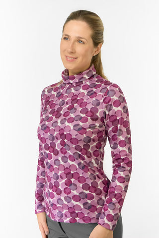 Amy Soft Roll Neck Jumper - Berry Bokeh