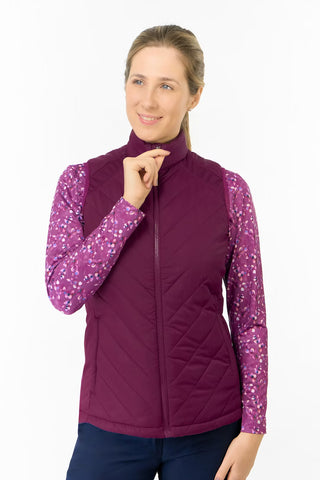 Josie Stretch Panel Ladies Gilet - Morello Cherry