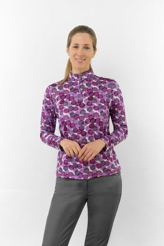 Arusha Long Sleeve Mid Layer - Berry Bokeh