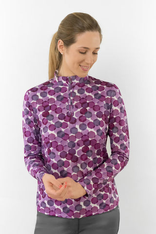 Arusha Long Sleeve Mid Layer - Berry Bokeh