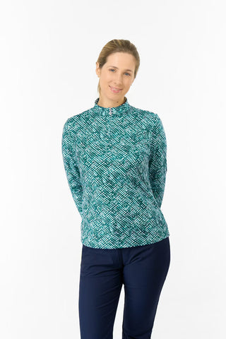 Arusha Long Sleeve Mid Layer - Teal Crosshatch