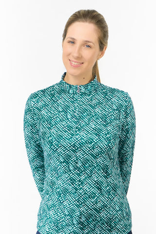 Arusha Long Sleeve Mid Layer - Teal Crosshatch
